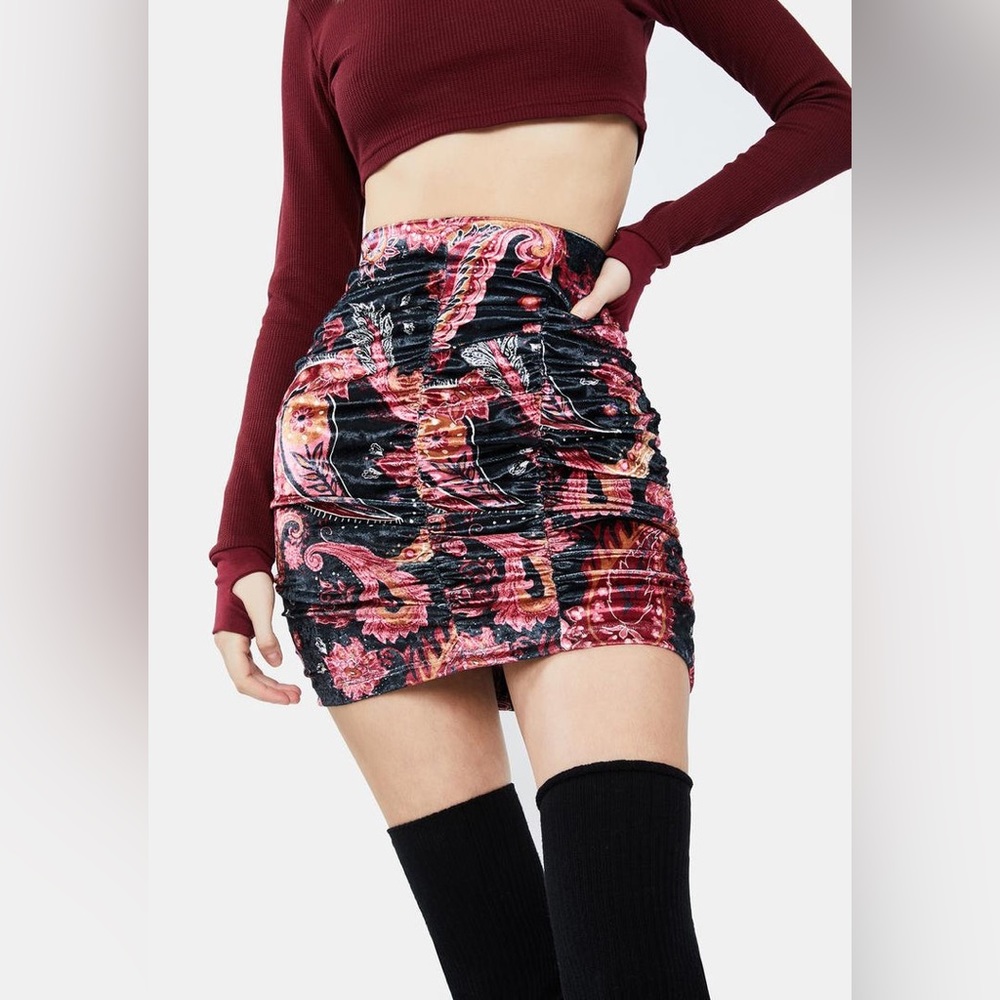 Free People pink Gigi mini printed skirt